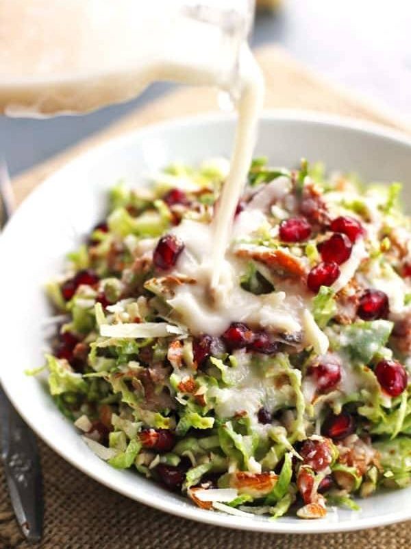 Chopped Brussels Sprout Salad - always requested by my family at holiday meals! | pinchofyum.com
