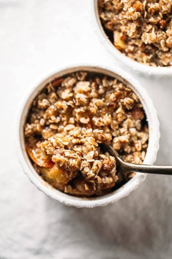 Coconut Oil Apple Crisp in a baking dish.