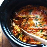 Super Easy Skinny Veggie Crockpot Lasagna - a handful of simple ingredients for a healthy family dinner. | https://science-daily.today