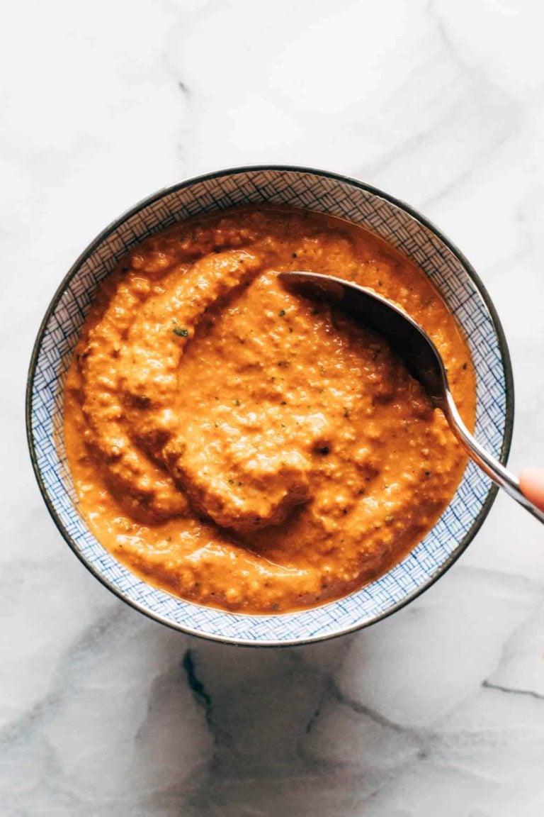 Romesco sauce in a bowl.