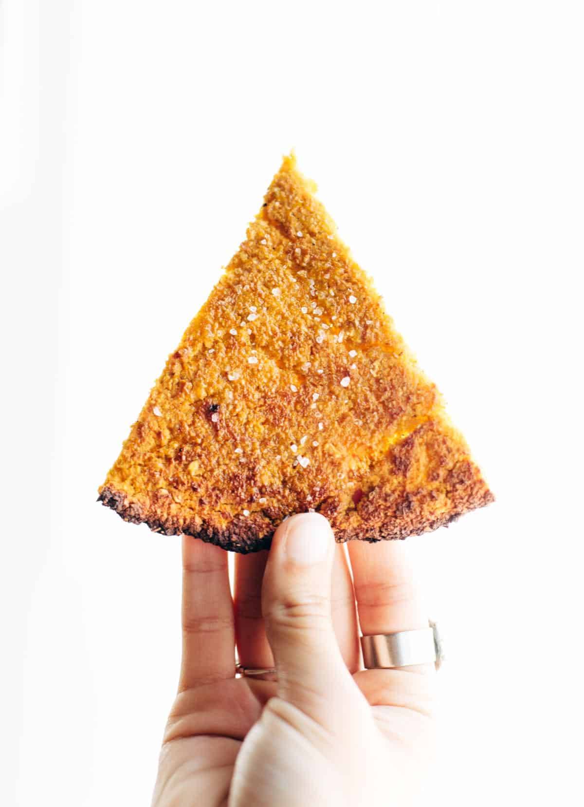 Cauliflower pizza crust snack.